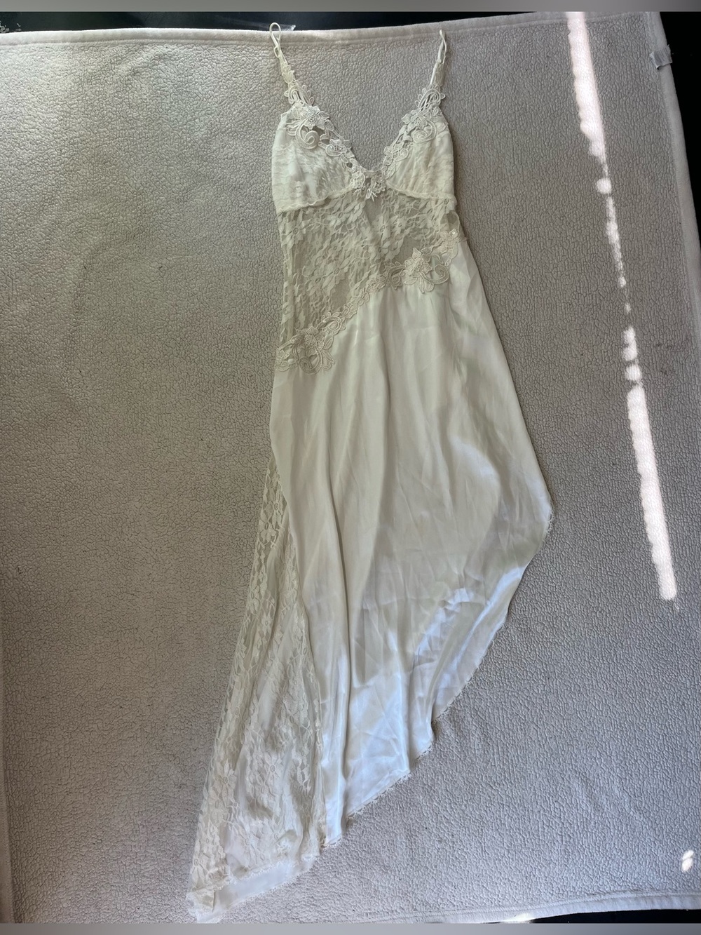 Vintage Jonquil by Diane Samandi Ivory Lace Asymmetrical Slip Dress Medium